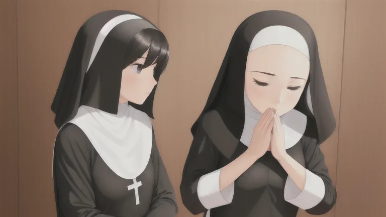 1girl, Nun Outfit, Praying, 2d
