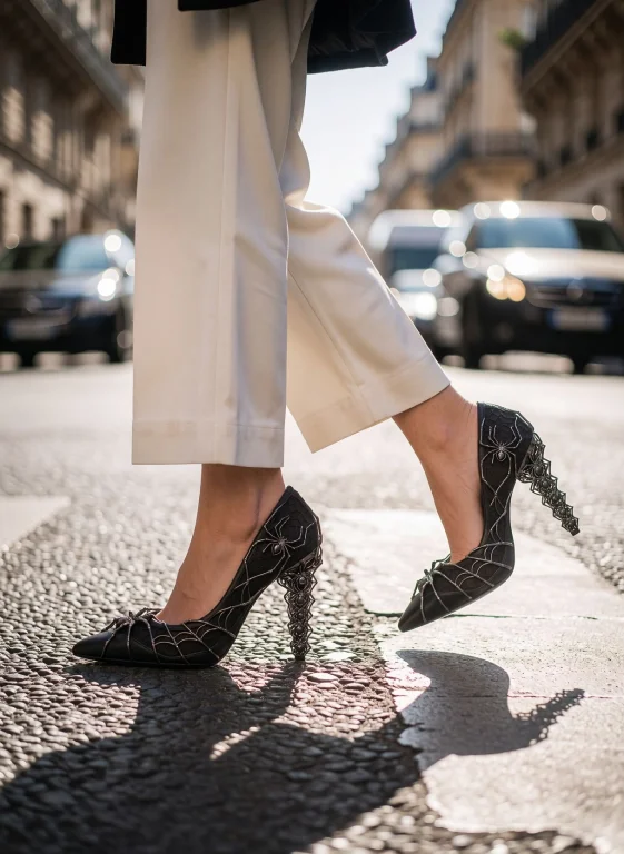 Street Style Photo Of A Woman Walking Across A Sunny Paris S...