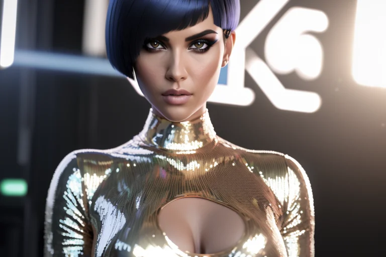 A 3d Render Of Woman With A Sleek, Bobbed Haircut And Smolde...