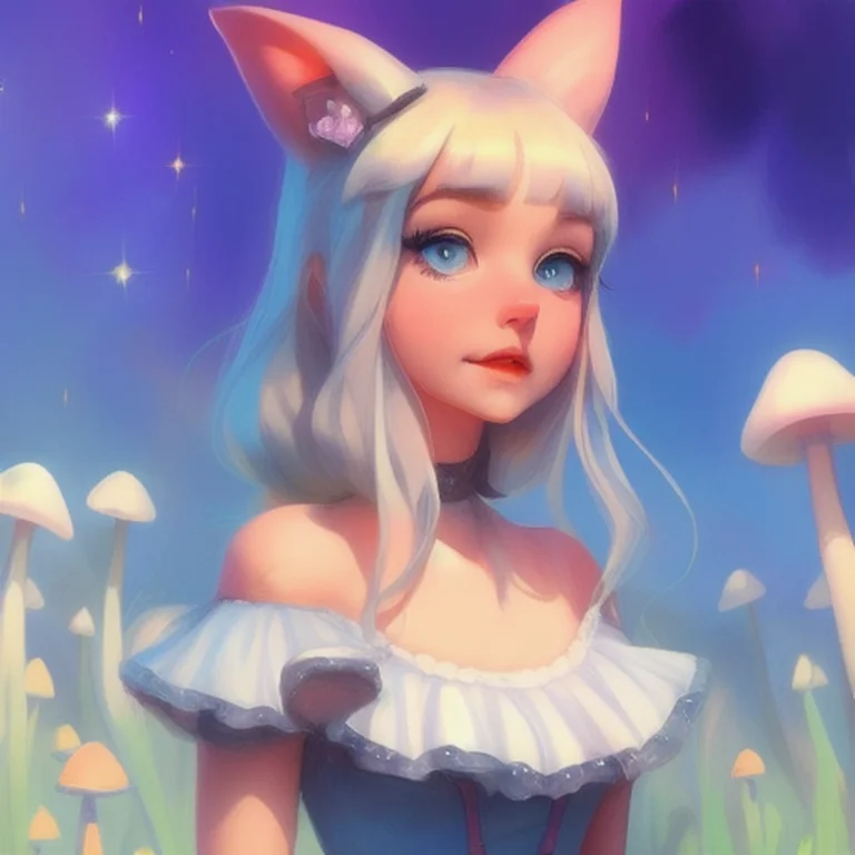 Portrait Of Auraqw As Alice In Wonderland, Mushroom Forest,...