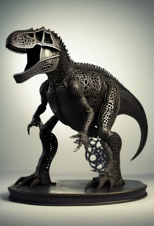A Polite Tyrannosaurus In A Tuxedo Stands At Full Height An...