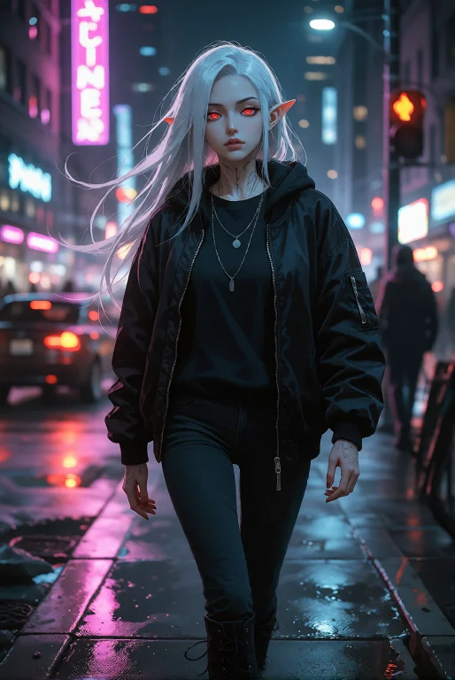 A Striking Semi-anime Portrait Of A Beautiful Elven Woman In...