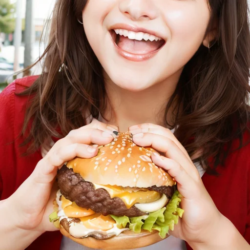 Loraeatingburger0.6, Female Focus, Food Focus, Eating A Burg...