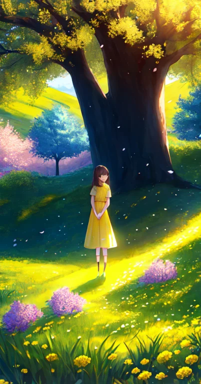 One Girl, Next To Tree, Masterpiece, Ultra Detailed, Hd, 4k,...