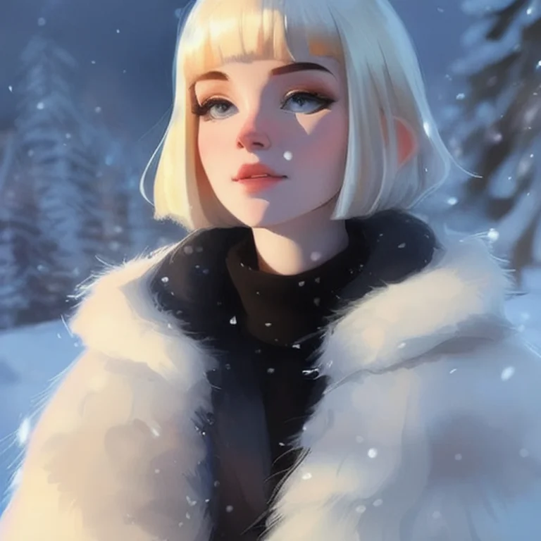 Portrait Of Auraqw Wearing A Fur Coat, Winter Scene, Samdoes...