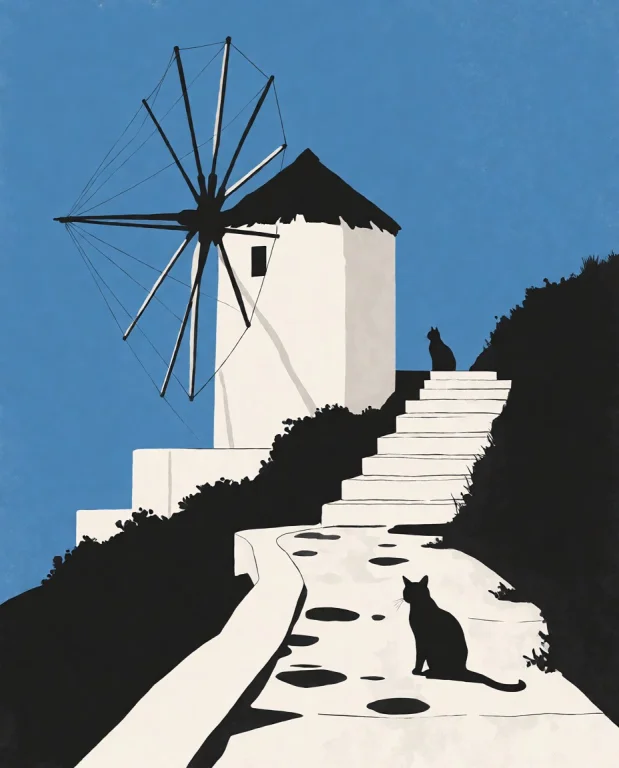 The Drawing Features A Stark, Minimalist Vector Art With Bol...