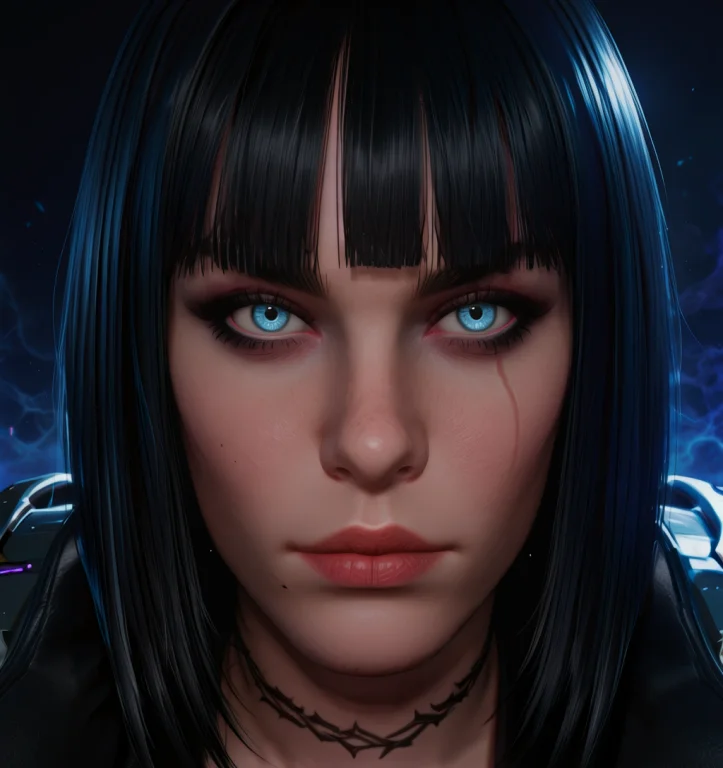 Ravnxl,blue Eyes,bob Cut,determined, Makeup,jacket,armor, Lo...