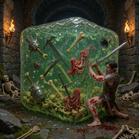 An Extremely Detailed Image Of The Dungeons And Dragons Mons... — Stable Diffusion AI Prompt: An extremely detailed image of the "dungeons and dragons" monster the Gelatious...