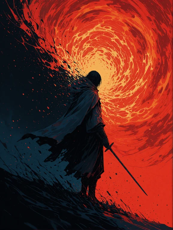 High-impact Graphic Novel Composition. Diagonal Split Color...