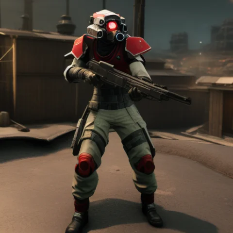 A Shinra Security Officer Holding An Assault Rifle Standing... — Stable Diffusion AI Prompt: a shinra security officer holding an assault rifle standing on the rooftops of t...