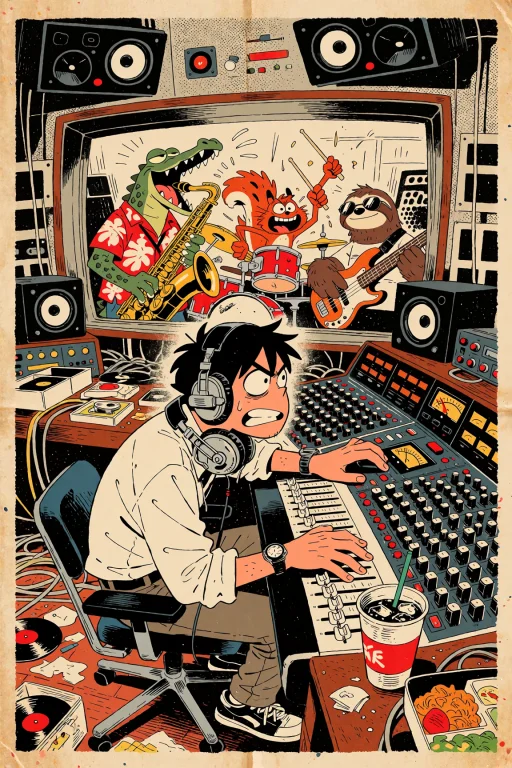 A Stylish Vintage Japanese Manga Illustration Rendered On Se...
