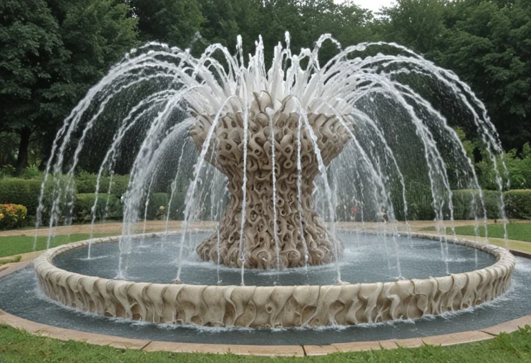 A Giant Fountain, Gyroid, Lattice Structure, Shooting Water,...