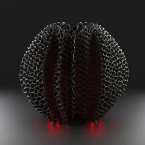 Mathematical Gyroid Structure, Beaver Made Of Gyroid Surface... — SDXL AI Prompt: Mathematical gyroid structure, beaver made of gyroid surface, white noise, tripl...