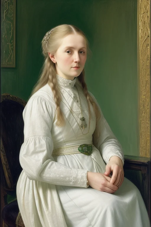 Portrait Of A Exquisite Stubborn Finnish Woman With Pearlesc...