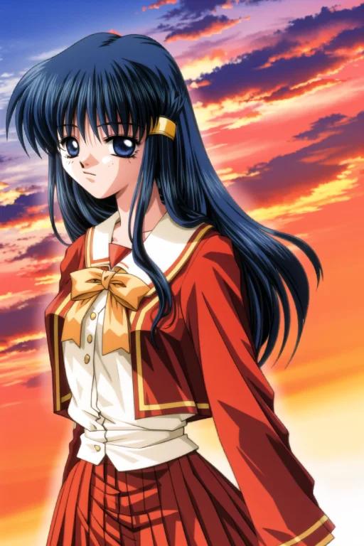 Amasawa Ikumi, 1girl, Solo, Long Hair, Bangs, Blue Eyes, Ski...