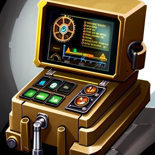Steampunk Portable Dimensional Analyzer, Black Background, S...