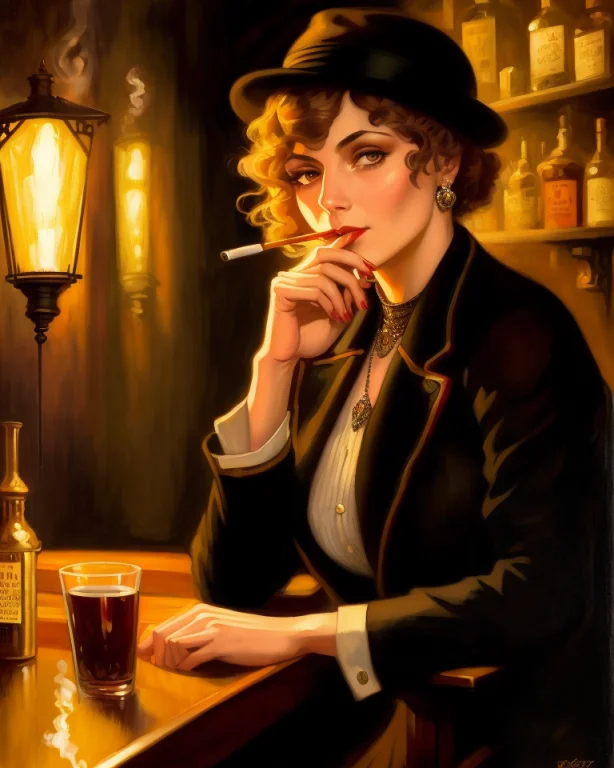 Professional Oil Painting Of A 1920s Female Private Detectiv...