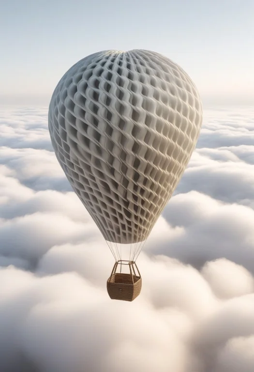 8k, Raw Digital Photo, A Hot Air Balloon Sculpture Made Of G...