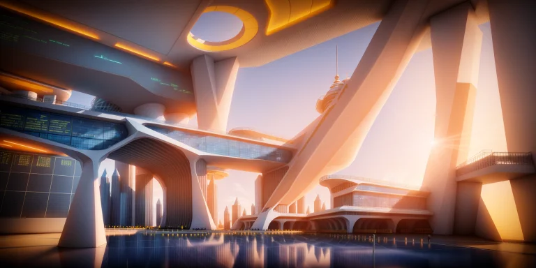 Futuristic Architecture Visualization, Huge Airport, Avant-g...