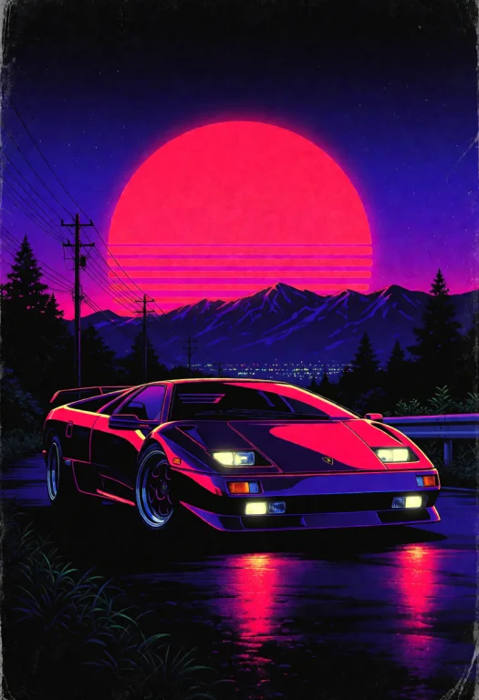 Neonnoirsynthwave, Retro, Retro Artstyle, A Cinematic Retro...