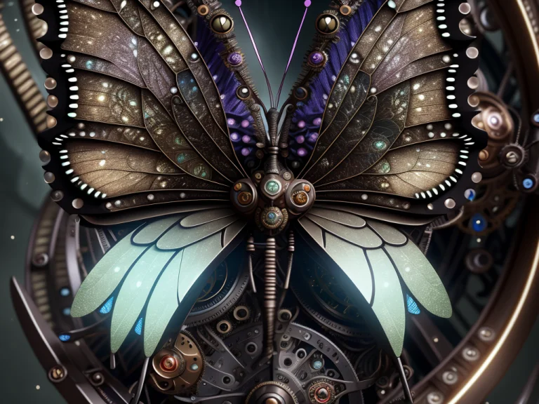 Midjourney Style, Dreamlike, Steampunk Butterfly, Made Of Vi...