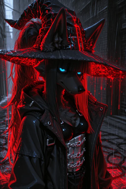 Lisa, Adult Anthropomorphic Wolf Woman With Solid Jet-black...