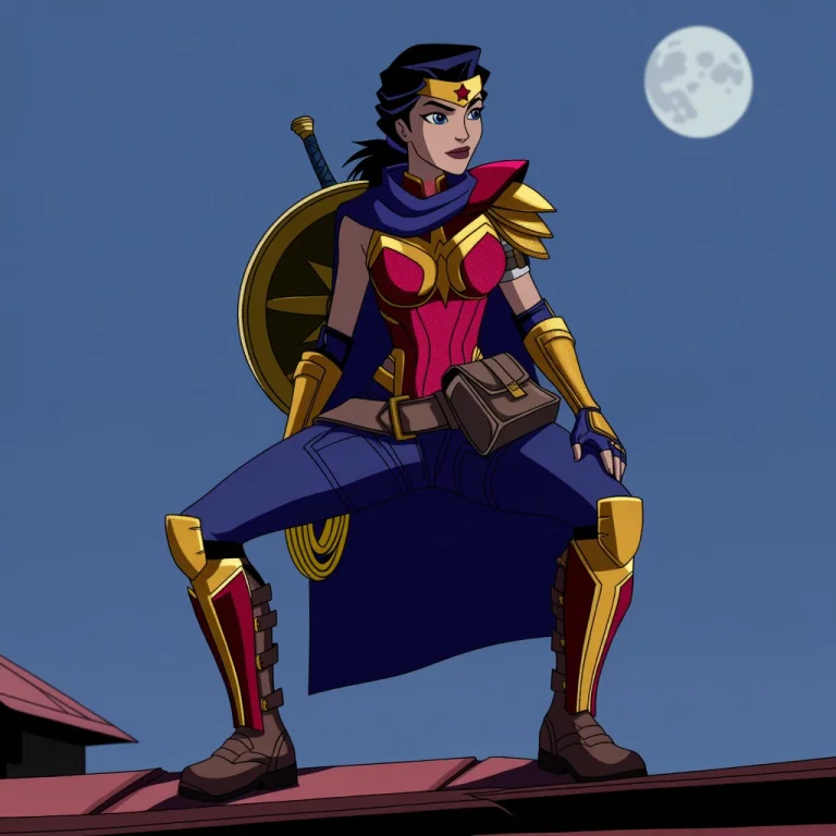 1girl, Solo, Wonder Woman, Golden Tiara With A Red Star, Bla...
