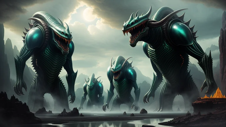 Giant Monstrous Aliens, Volumetric Lighting, Concept Art, Sm...