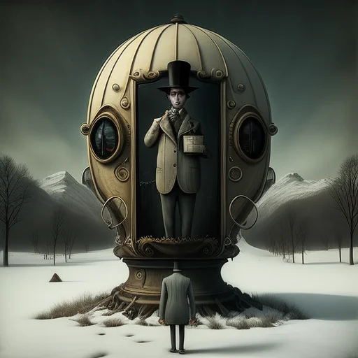 Surrealsteampunkai, A Man Standing In Front Of A Building