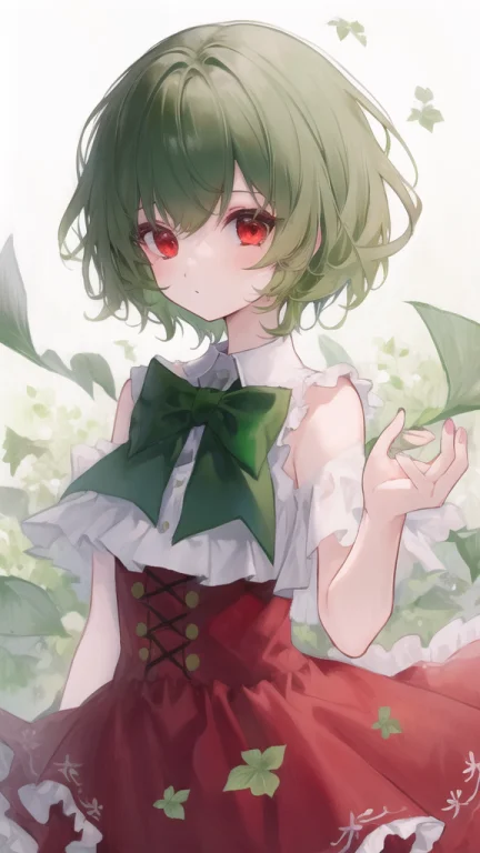 1girl, Green Hair, Red Eyes, Dress, Short Hair, Solo1.3, Lor...