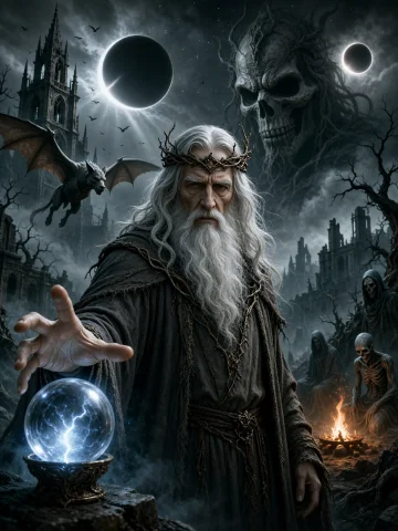 A Dark Fantasy Illustration Fills The Entire Square Frame, R... — Stable Diffusion AI Prompt: A dark fantasy illustration fills the entire square frame, rendered in a highly...
