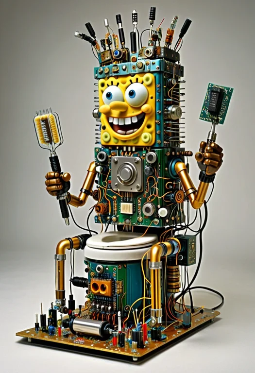 Masterpiece ,made Of Transistors, A Steampunk Spongebob Made...