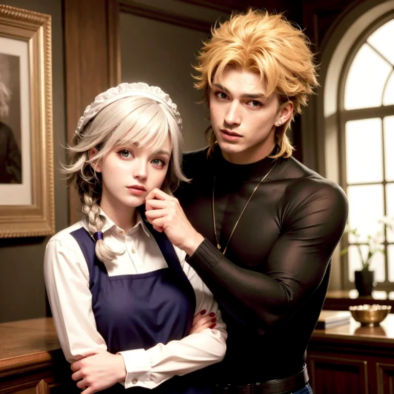 Masterpiece, Best Quality,1girl And 1boy,white Hair1.1