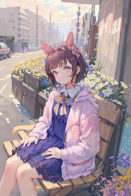 Masterpiece, Best Quality, Nishino Flower Umamusume, Sitting...