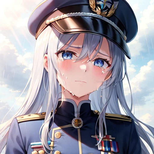 1girl, Bangs, Blueeyes, Cloud, Cloudysky, Crying, Cryingwith...