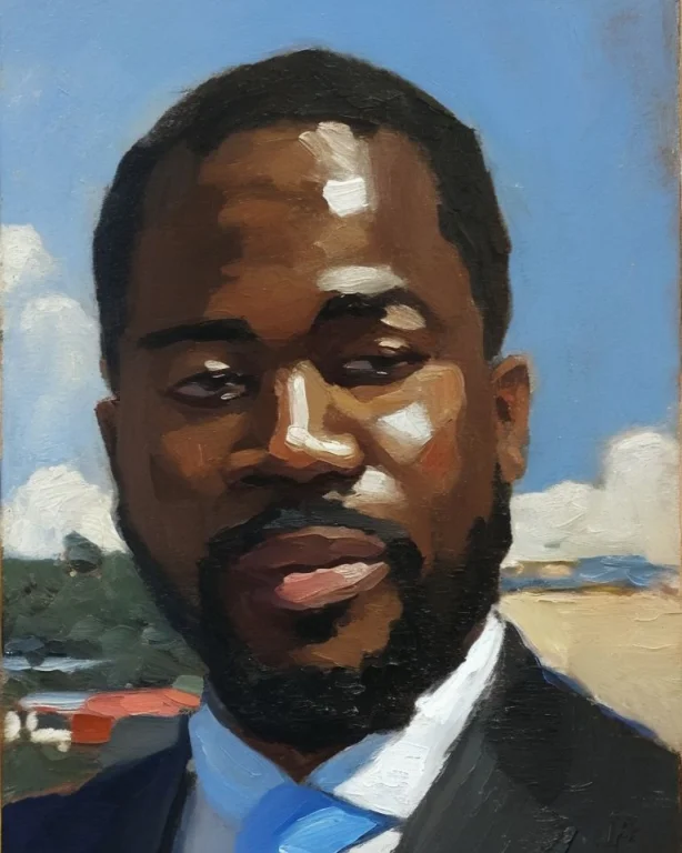 African Businessman In A Suit, Classical Portrait Painting O...