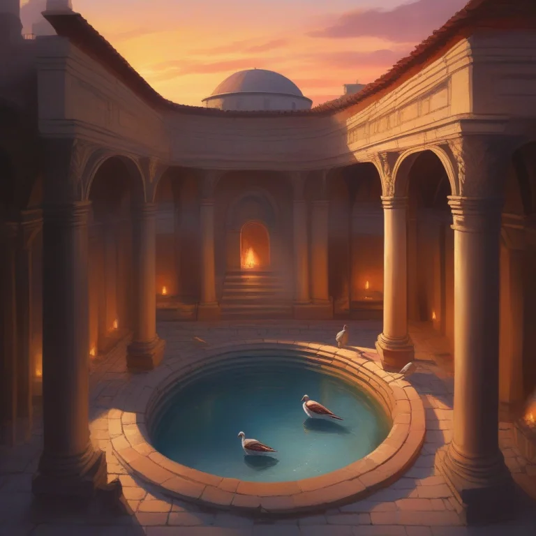 A Roman Bath Steaming Beneath Vaulted Stone, Gouache Concept...