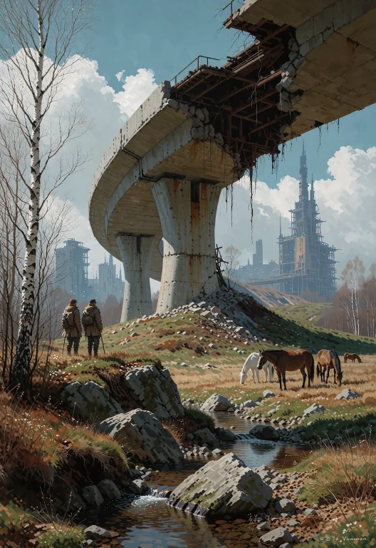 This Image Is A Digital Depicting A Post-apocalyptic Landsca...