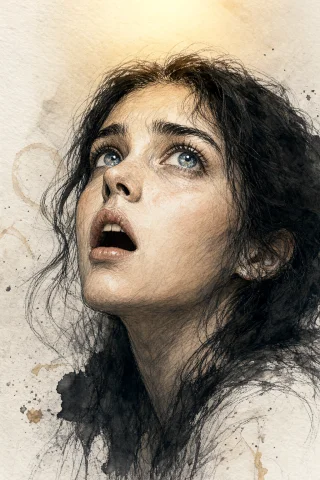 Highleveldescriptiona Visceral, High-contrast Watercolor And... — Stable Diffusion AI Prompt: {"high_level_description":"A visceral, high-contrast watercolor and ink portrait...