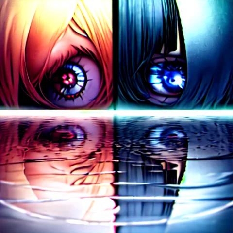 Side-by-side, Close-up, Style Of 1999 Anime Thumbnail, Holdi... — Stable Diffusion AI Prompt: side-by-side, close-up, style of 1999 anime thumbnail, holding sword vertically...
