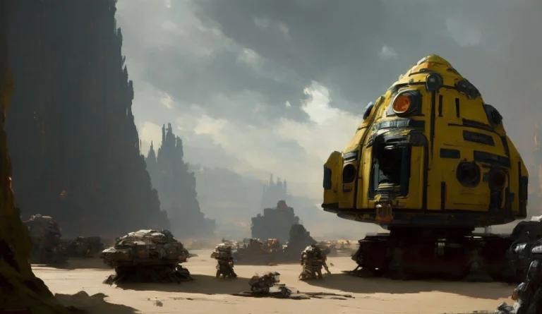 Sci-fi Matte Painting By Laxpeint, Spaceship1.8 Landing On A...