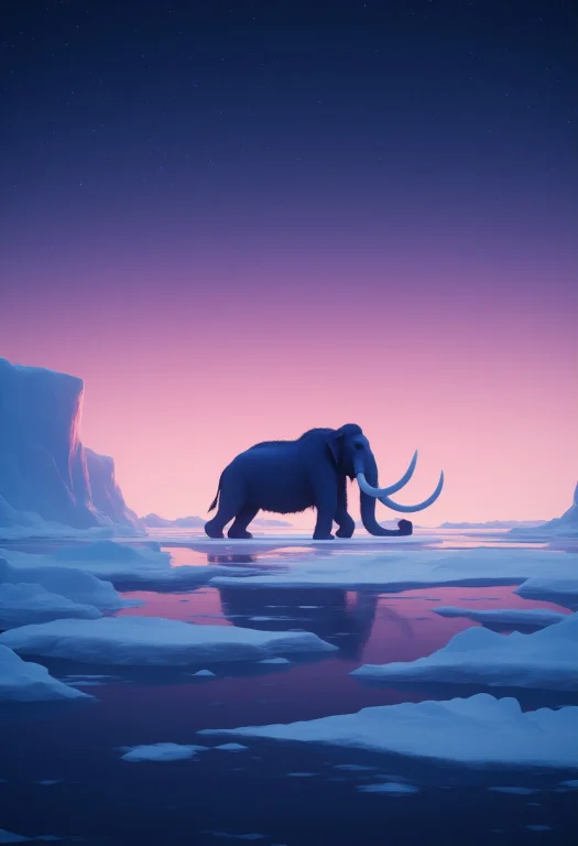 Masterpiece, Best Quality, A Mammoth Of Ice Crossing A Froze...