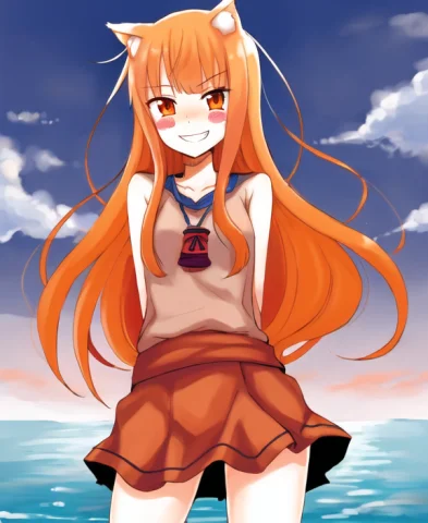 Masterpice, Best Quality1.2, Horo, Blush Stickers1.3, Long H... — Stable Diffusion AI Prompt: (masterpice, best quality:1.2), horo, (blush stickers:1.3), (long hair:1.8), (ha...