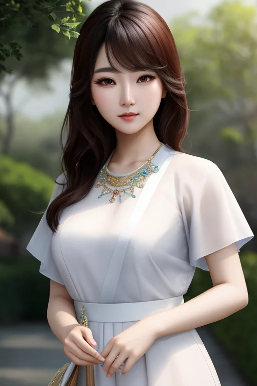 A Beautiful Korean Woman Is Standing, Masterpiece, Portrait,...