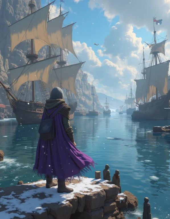 A Bustling Harbor Filled With Ships From Distant Lands, Thei...