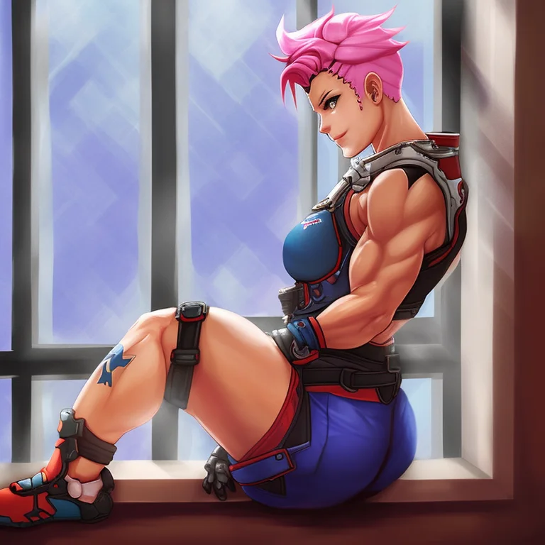 Photorealistic Painting Of A Tiny Zarya Sitting On A Windows...