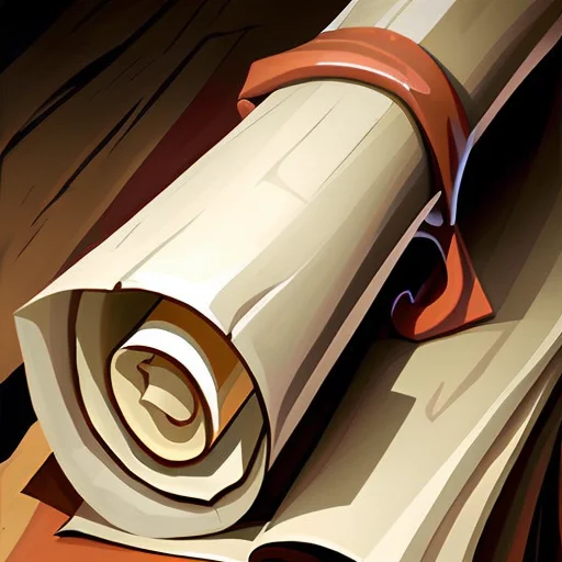 Paper Scroll With Red Seal, Stylized Game Icon, By Greg Manc...