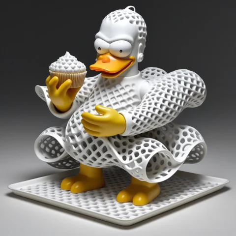 Darth Simpson Carrying Muffins And A Rubber Duck On A Tray P... — Stable Diffusion AI Prompt: Darth Simpson carrying muffins and a rubber duck on a tray physically reconstruc...