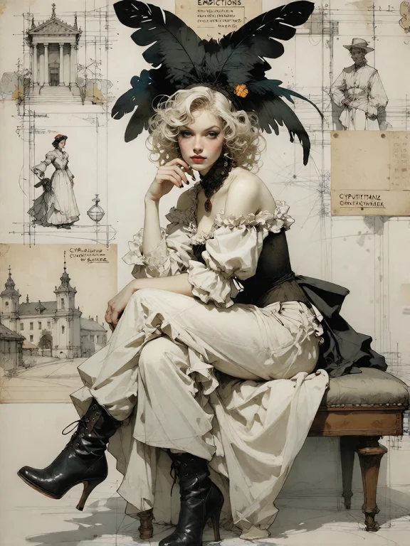 Bradhamel Art Style. A Woman With Curly Blonde Hair And A La...