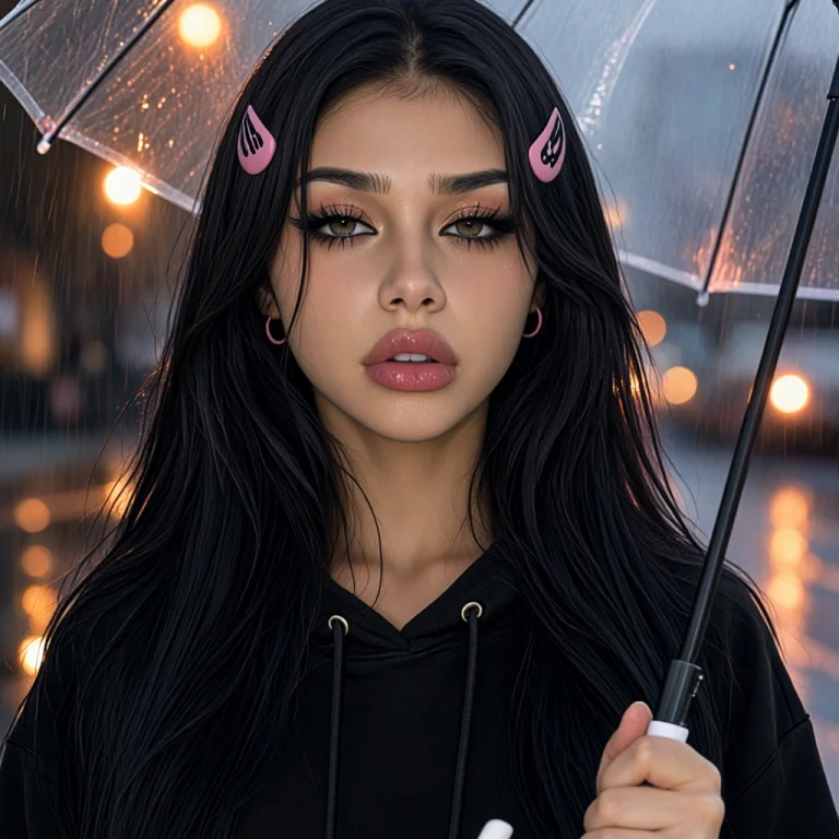 Sura, Close-up Portrait Of A Young Woman In A Black Hoodie I...